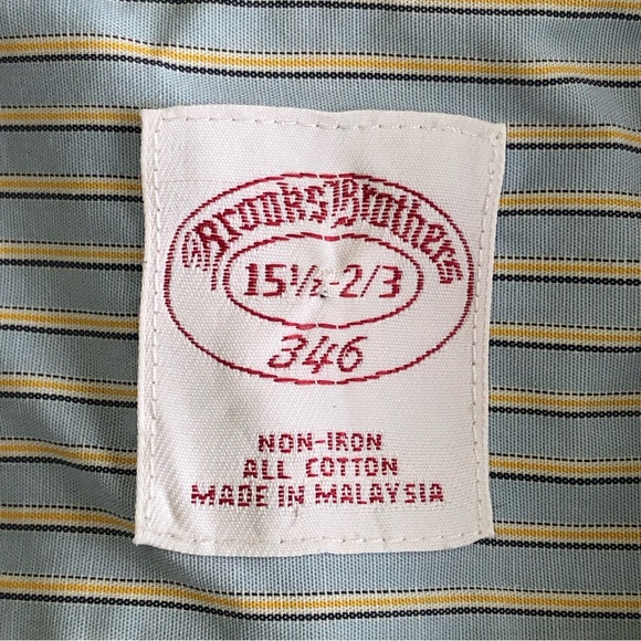 BROOKS BROTHERS 346 Men Striped Long Sleeve Button up Shirt Sz 15 1/2-2/3 - Picture 4 of 10